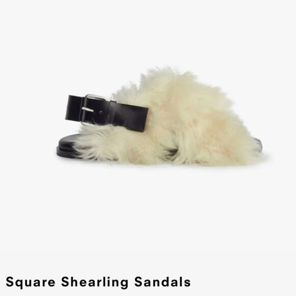 NIB Proenza Schouler Square Shearling Cream Lamb Fur Sandals Women’ 36 Shoes - Picture 11 of 11